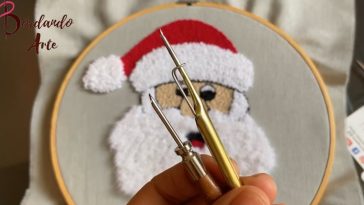 Wow‼️FÁCIL BORDADO NAVIDEÑO CON AGUJA MÁGICA😱🧶PUNCH NEEDLE👌 #embroidery #handmade #punchneedle