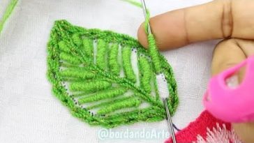 Wow‼️😱PUNTADAS FÁCIL Y RÁPIDA PARA BORDAR HOJAS🤩👌 #handmade #embroidery #stitching