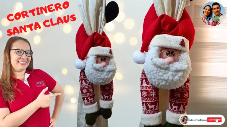 🔴Cómo Hacer CORTINEROS NAVIDEÑOS - Sujetador Santa Claus, Tutorial Con Arte en Tus Manos