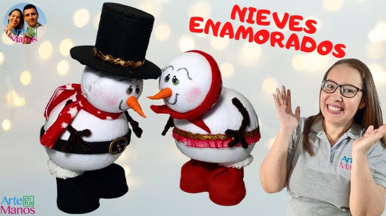 🔴Cómo Hacer MUÑECOS DE NIEVE ENAMORADOS, Fáciles Con Arte en Tus Manos