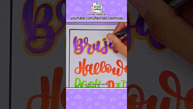 Como hacer un TITULO BONITO con FALSO LETTERING #lettering #halloween #bruja #títulos #idea