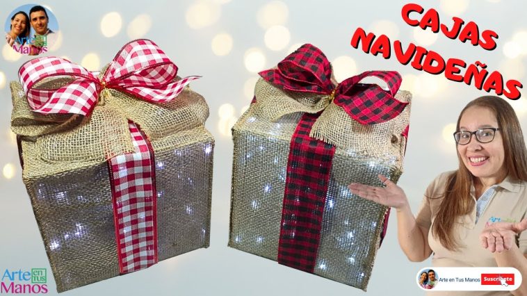 🔴Cómo Hacer CAJAS DE REGALO NAVIDEÑAS Con YUTE, FÁCILES Con Arte en Tus Manos