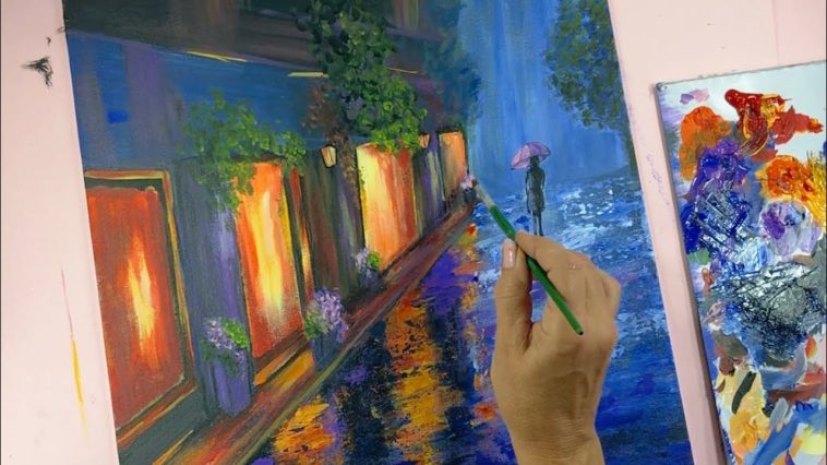 Pintura Acrílica Fácil: Cómo Pintar una Chica Bajo la Lluvia