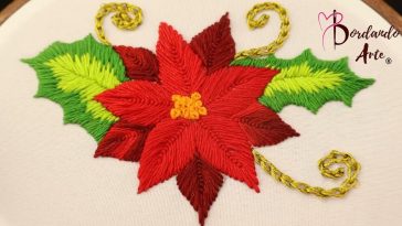 Wow‼️🎅PUNTADAS FÁCILES PARA BORDAR FLORES NAVIDEÑAS🧑‍🎄😱#handmade #bordandoarte #embroidery