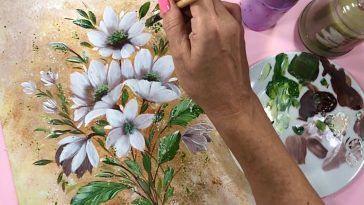 🎨Aprende a Pintar Flores con acrílico/ Fácil, Rápido, y muy elegante.