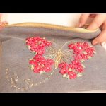 Bolso de mano (clutch) Reutilizando un jean/Bordado a mano con cintas o listón