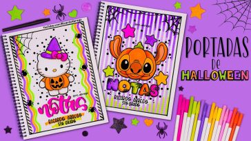 Cómo hacer PORTADAS BONITAS de HALLOWEEN de STITCH y HELLO KITTY