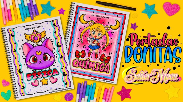 Como hacer PORTADAS BONITAS de SAILOR MOON - REGRESO A CLASES #portadasbonitas #regresoaclases